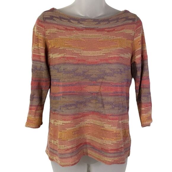 Ralph Lauren Women's Boat Neckline Abstract Pattern Knitted Shirt Size S - Picture 1 of 10